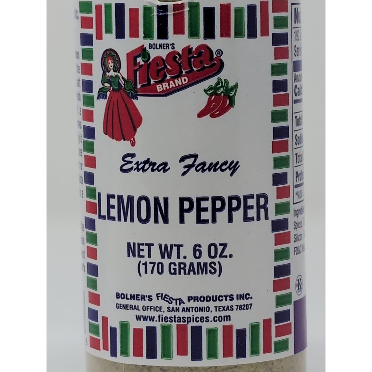 Bolner's Fiesta Extra Fancy Lemon Pepper 6 Ounce Plastic Shaker