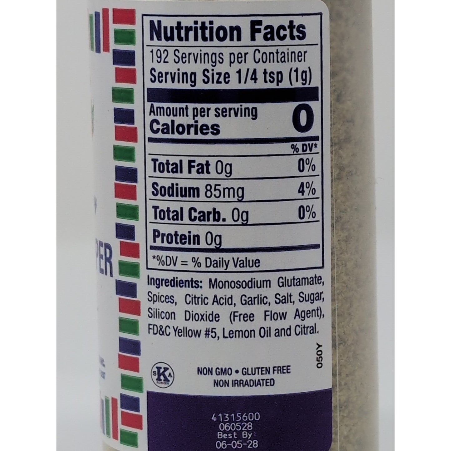 Bolner's Fiesta Extra Fancy Lemon Pepper 6 Ounce Plastic Shaker