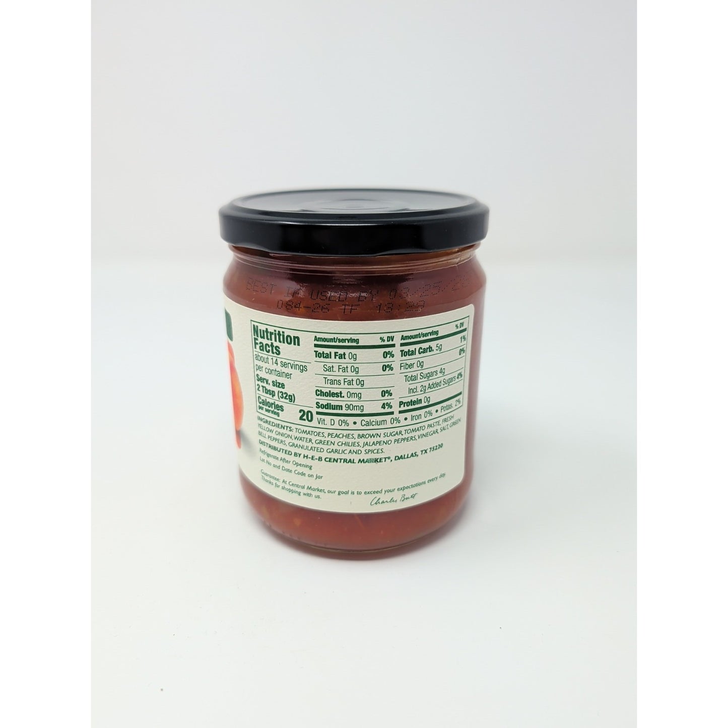 Central Market Peach Salsa 16 Ounce Glass Jar