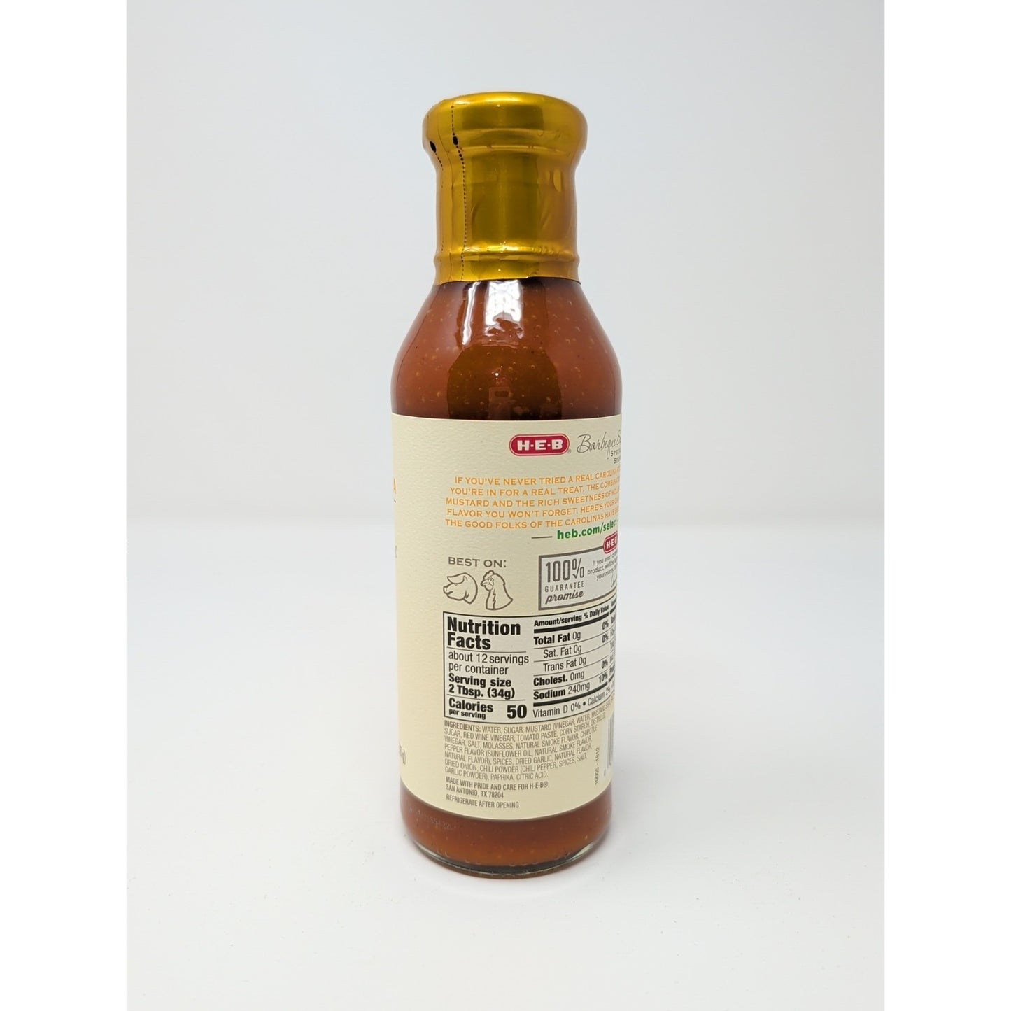 HEB Specialty Series Carolina Style Barbecue Sauce 14 Ounce Glass Bottle