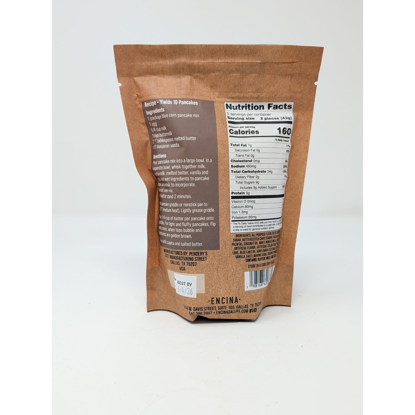 Encina Blue Corn Butterscotch Pancake Mix 8 Ounce Bag