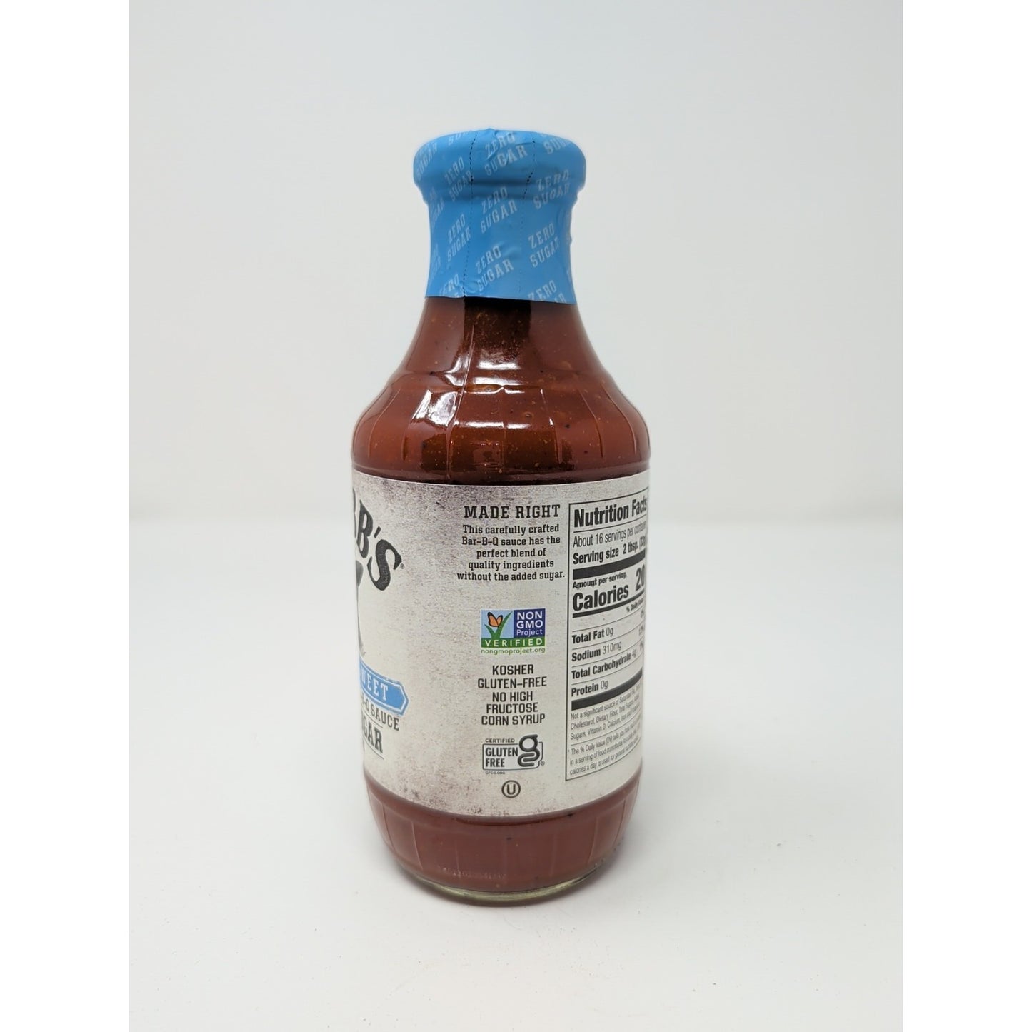 Stubb's Simply Sweet Zero Sugar BBQ Sauce 18 Ounce Glass Bottle