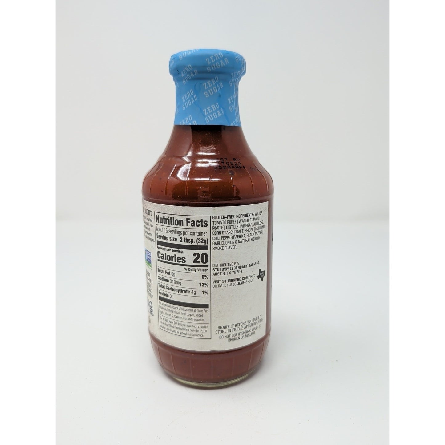 Stubb's Simply Sweet Zero Sugar BBQ Sauce 18 Ounce Glass Bottle