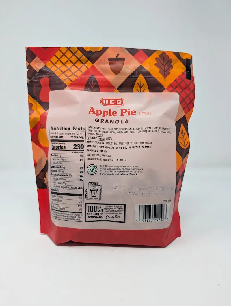 HEB Apple Pie Flavored Granola 11 Ounce Bag