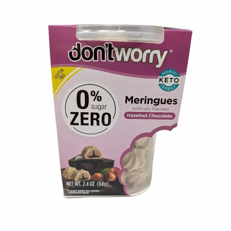 don'tworry Hazelnut Chocolate Meringues 2.4 Ounce Plastic Container