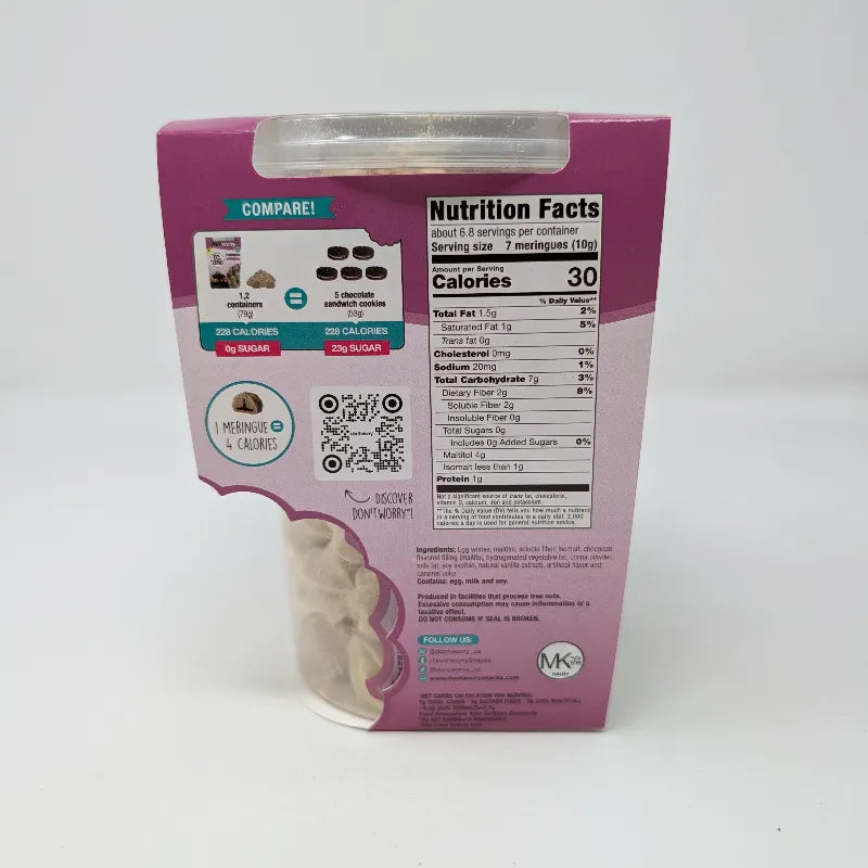 don'tworry Hazelnut Chocolate Meringues 2.4 Ounce Plastic Container