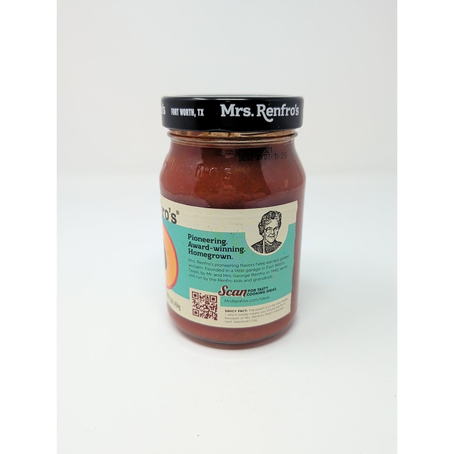 Mrs. Renfro's Peach Salsa 16 Ounce Glass Jar