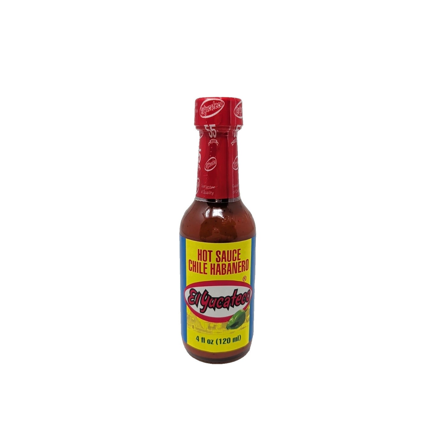 El Yucateco Hot Sauce Red Chile Habanero 4 Ounce Glass Bottle