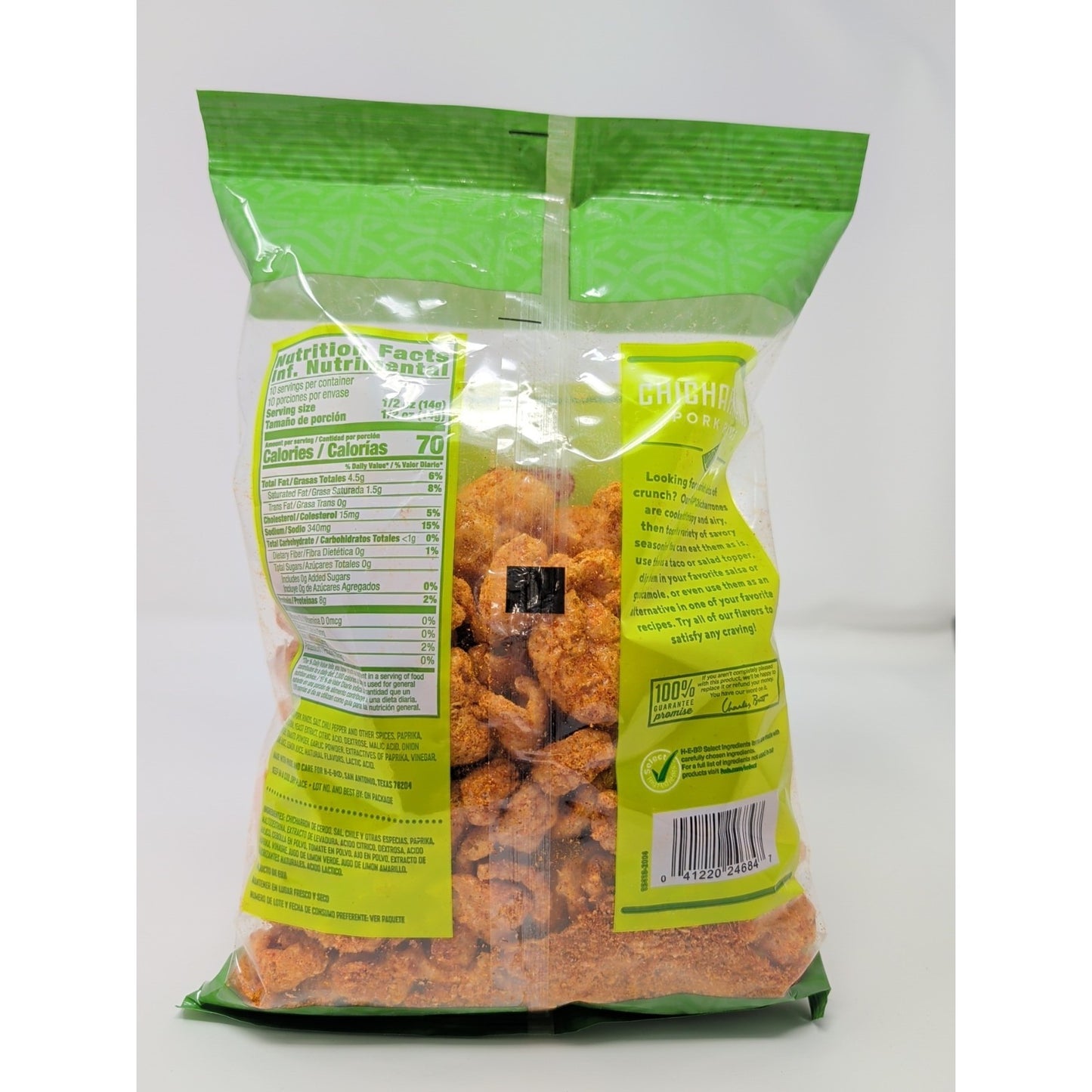 HEB Chicharrones Pork Rinds Chile Lime Flavored 5 Ounce Bag