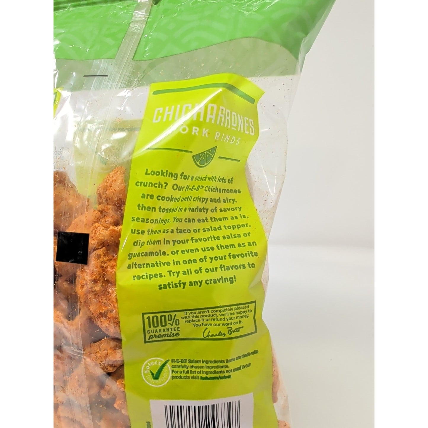 HEB Chicharrones Pork Rinds Chile Lime Flavored 5 Ounce Bag