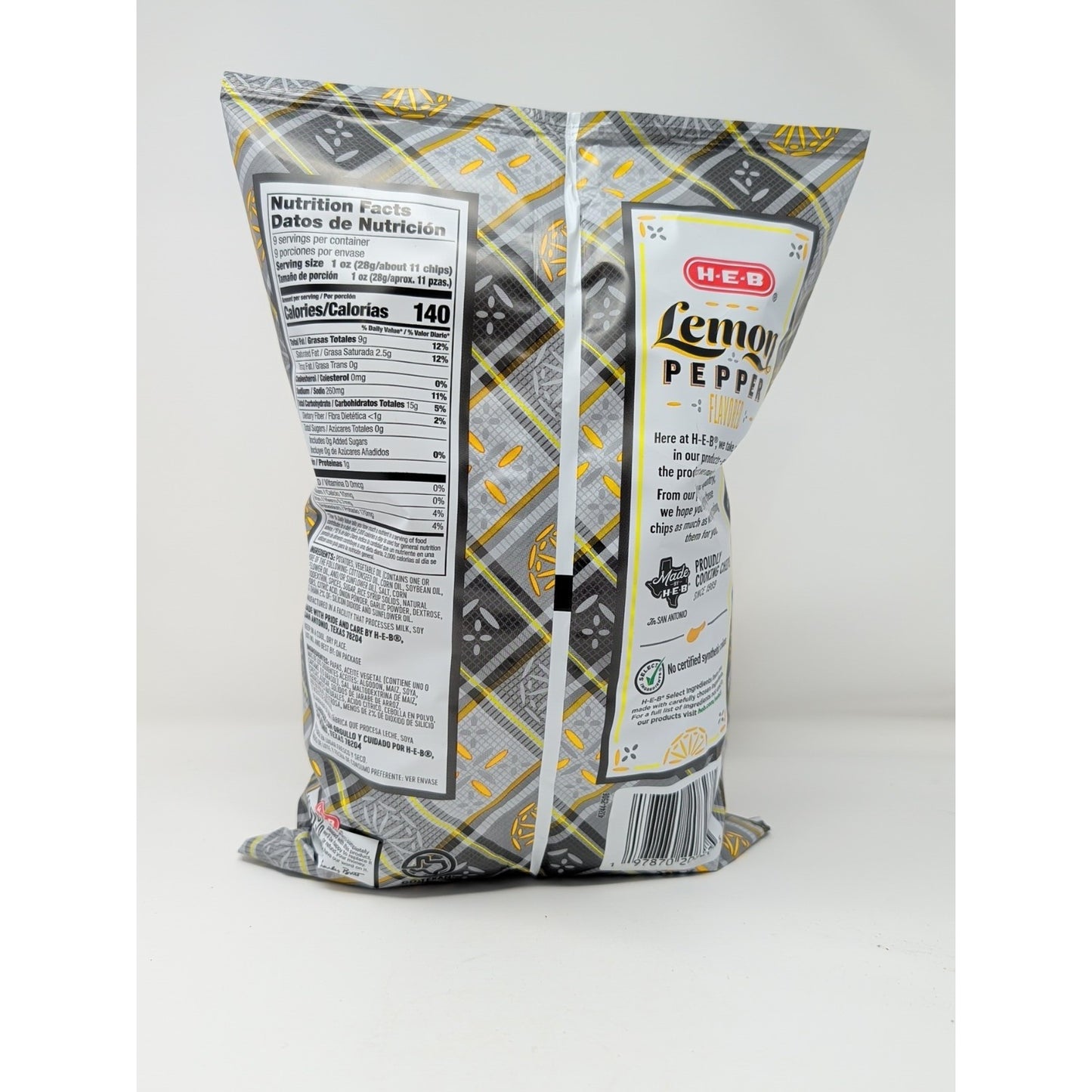 HEB Lemon Pepper Wavy Potato Chips 9 Ounce Bag