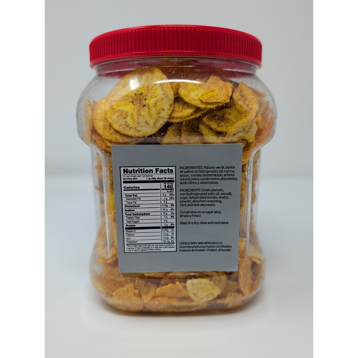 Vida Super Foods Salt Chili Limon (Lemon) Plantain Chips 15.86 Ounce Container