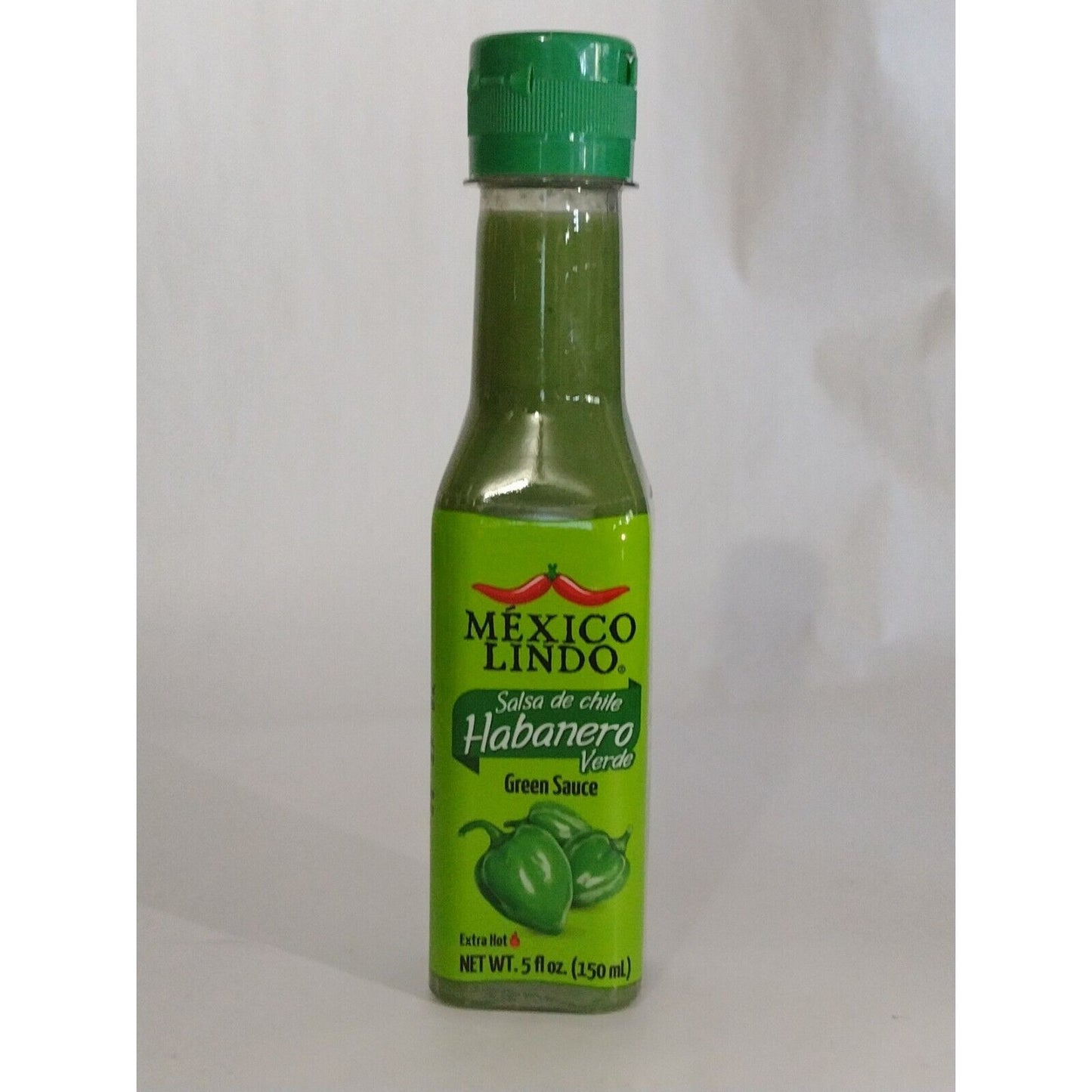 Mexico Lindo Green Habanero Hot Sauce 5 Ounce Plastic Bottle