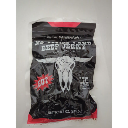 No Man's Land Hot Beef Jerky 8.5 Ounce Package