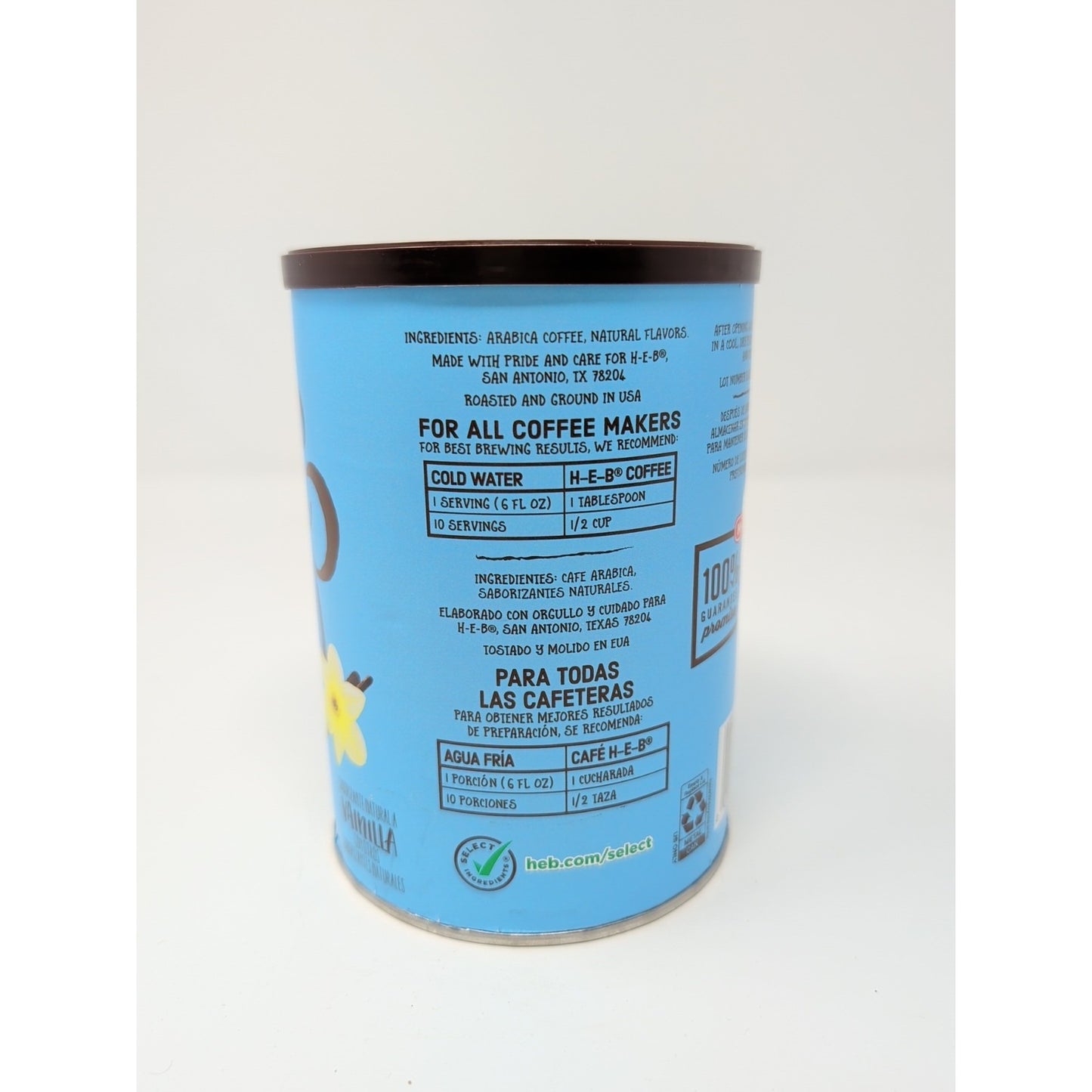 HEB French Vanilla Coffee 11.5 Ounce Canister