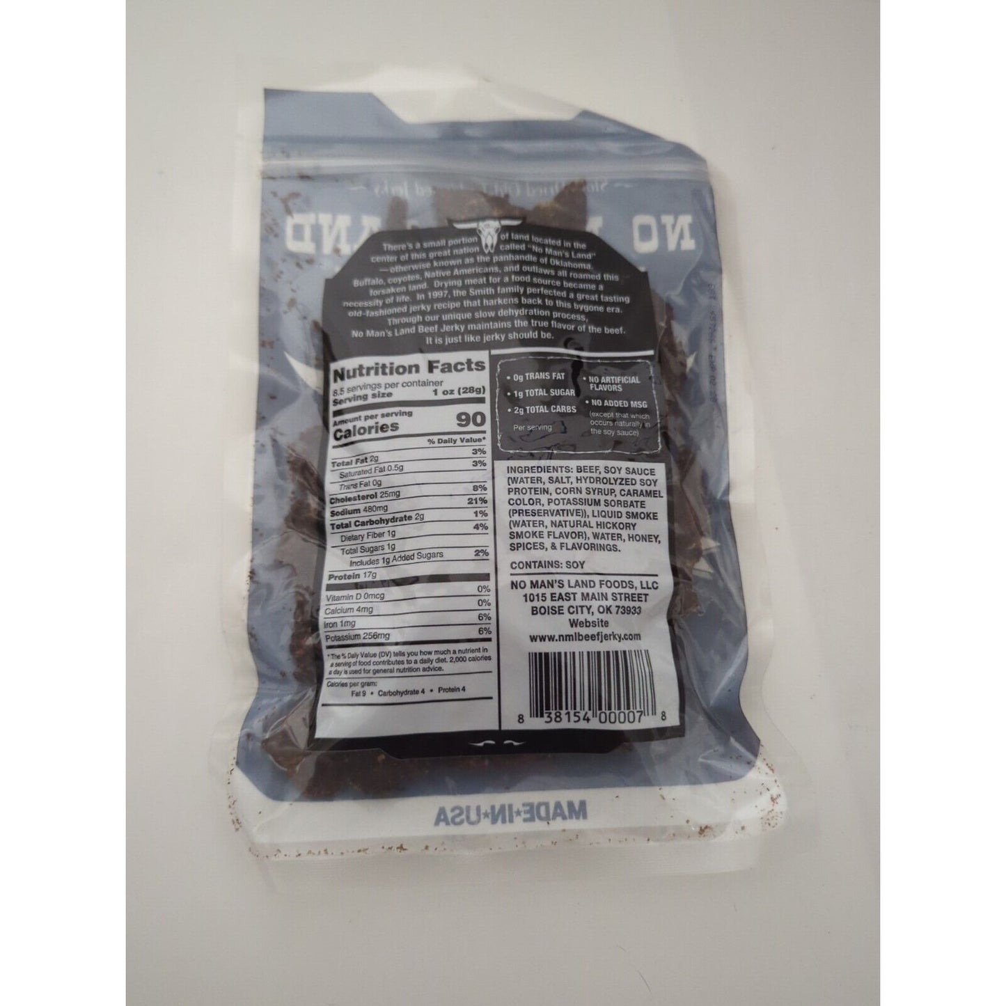 No Man's Land Mild Beef Jerky 8.5 Ounce Package