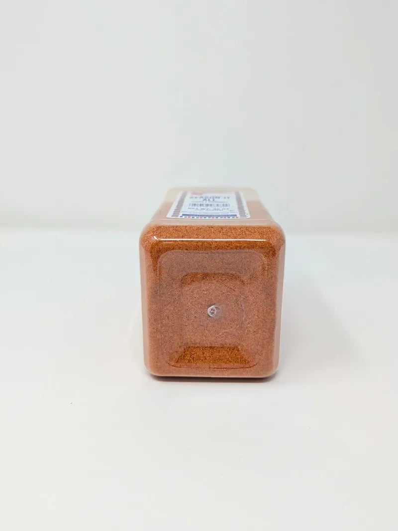 Bottom view of 32 ounce restaurant container of Bolner's Fiesta Season It All on a white background
