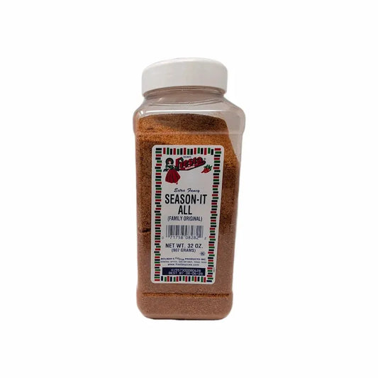 Front view of 32 ounce restaurant container of Bolner's Fiesta Season It All on a white background