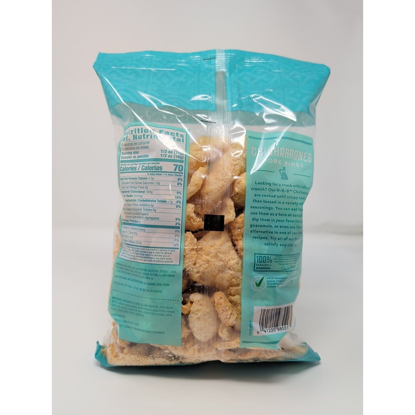 HEB Chicharrones Pork Rinds Salt & Vinegar Flavor 5 Ounce Bag