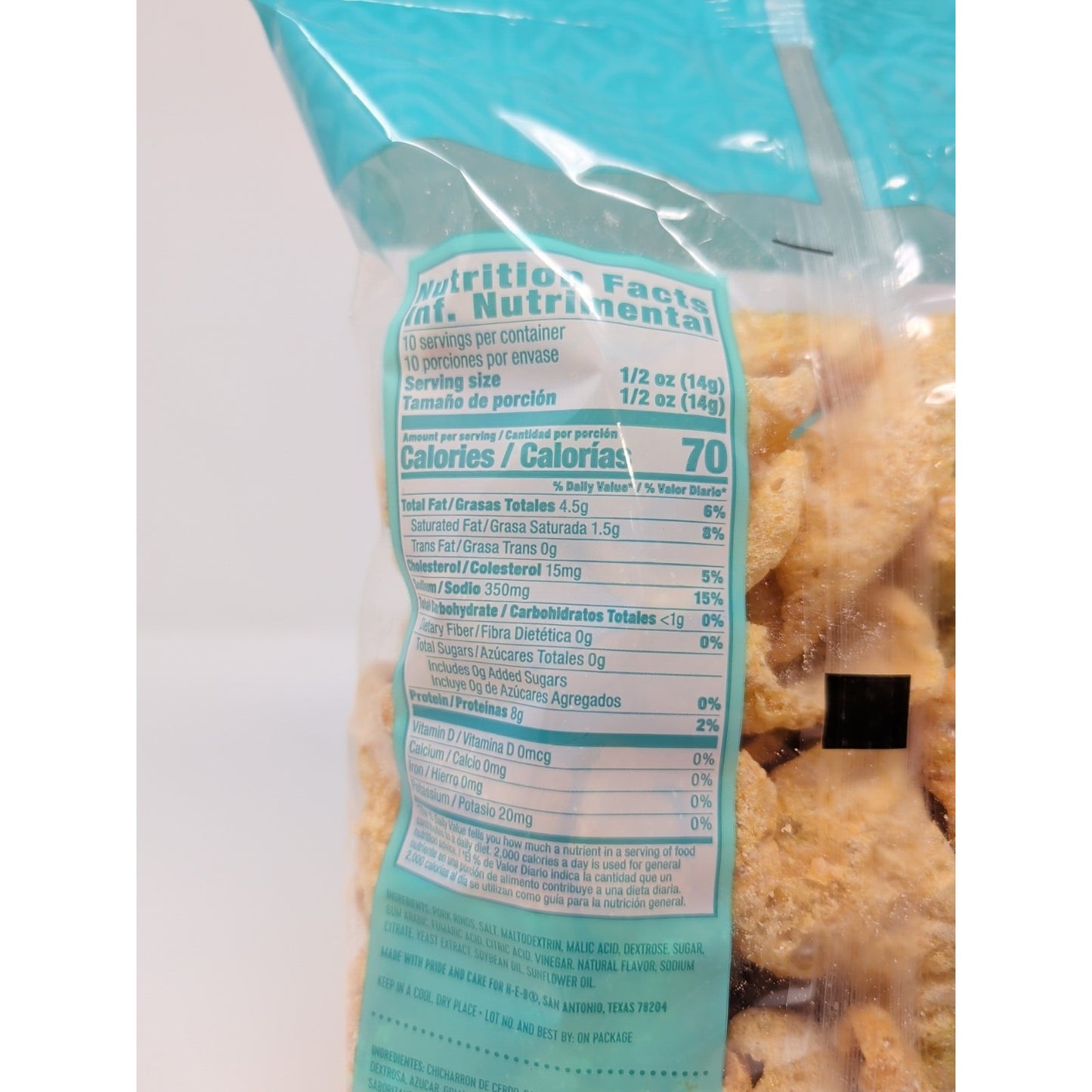 HEB Chicharrones Pork Rinds Salt & Vinegar Flavor 5 Ounce Bag