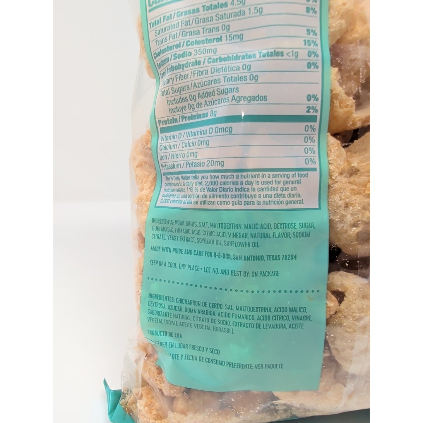 HEB Chicharrones Pork Rinds Salt & Vinegar Flavor 5 Ounce Bag