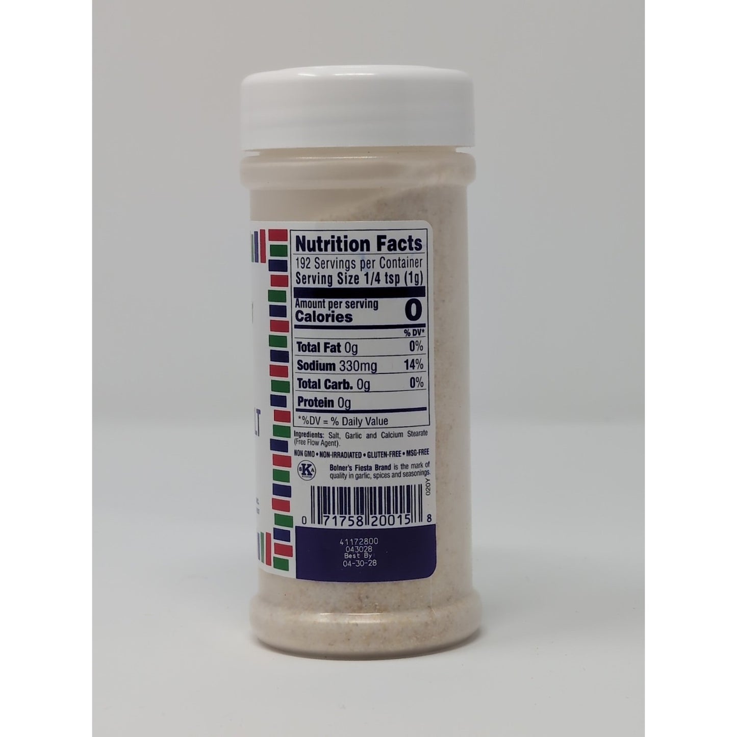 Bolner's Fiesta Extra Fancy Garlic Salt 9 Ounce Plastic Shaker