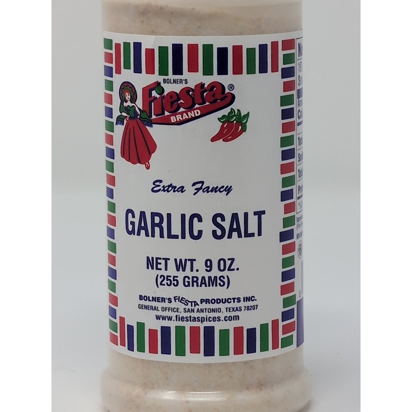Bolner's Fiesta Extra Fancy Garlic Salt 9 Ounce Plastic Shaker