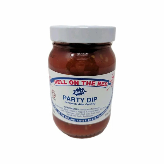Jar of 'Hell on the Red' Party Dip on a white background