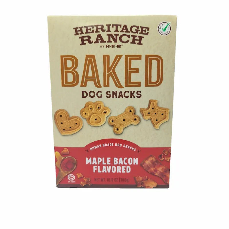Heritage Ranch By HEB Baked Dog Snacks Maple Bacon Flavored 10.6 Ounce Box