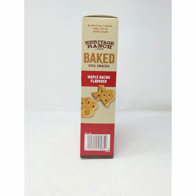 Heritage Ranch By HEB Baked Dog Snacks Maple Bacon Flavored 10.6 Ounce Box