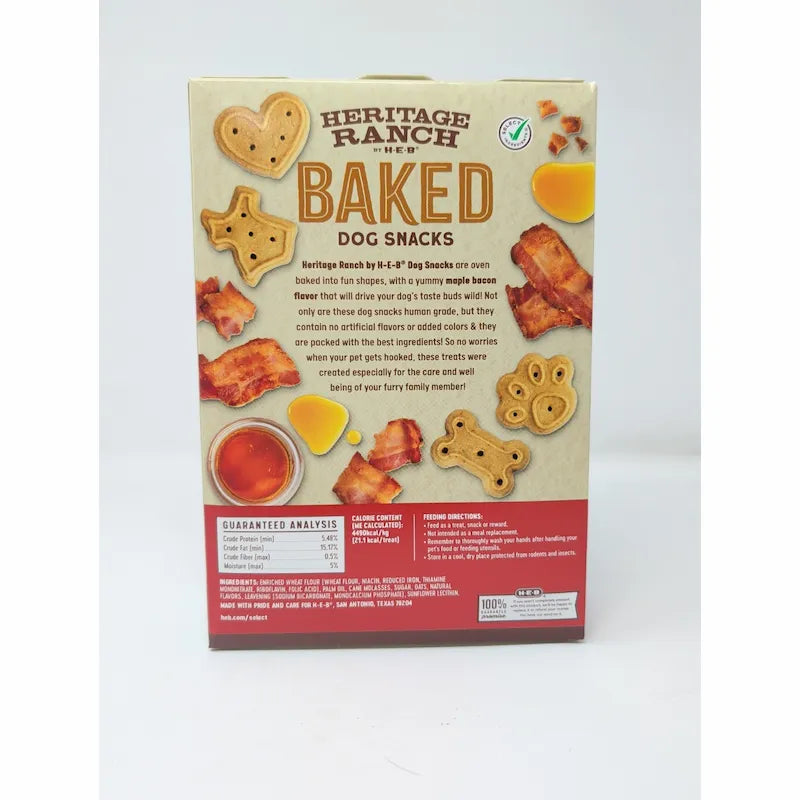 Heritage Ranch By HEB Baked Dog Snacks Maple Bacon Flavored 10.6 Ounce Box