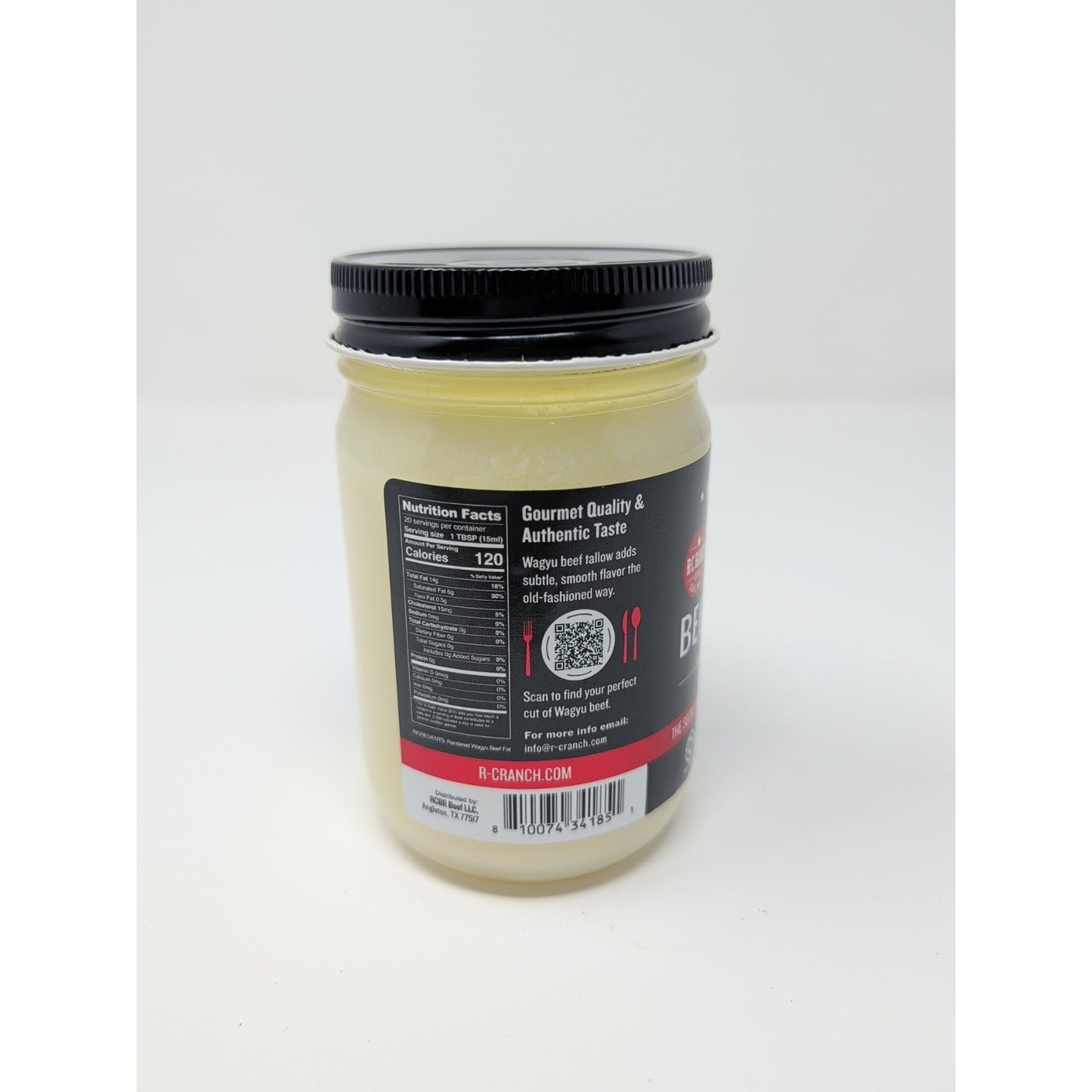 R-C Ranch Wagyu Beef Tallow Rendered Wagyu Beef Fat 11 Ounce Glass Jar