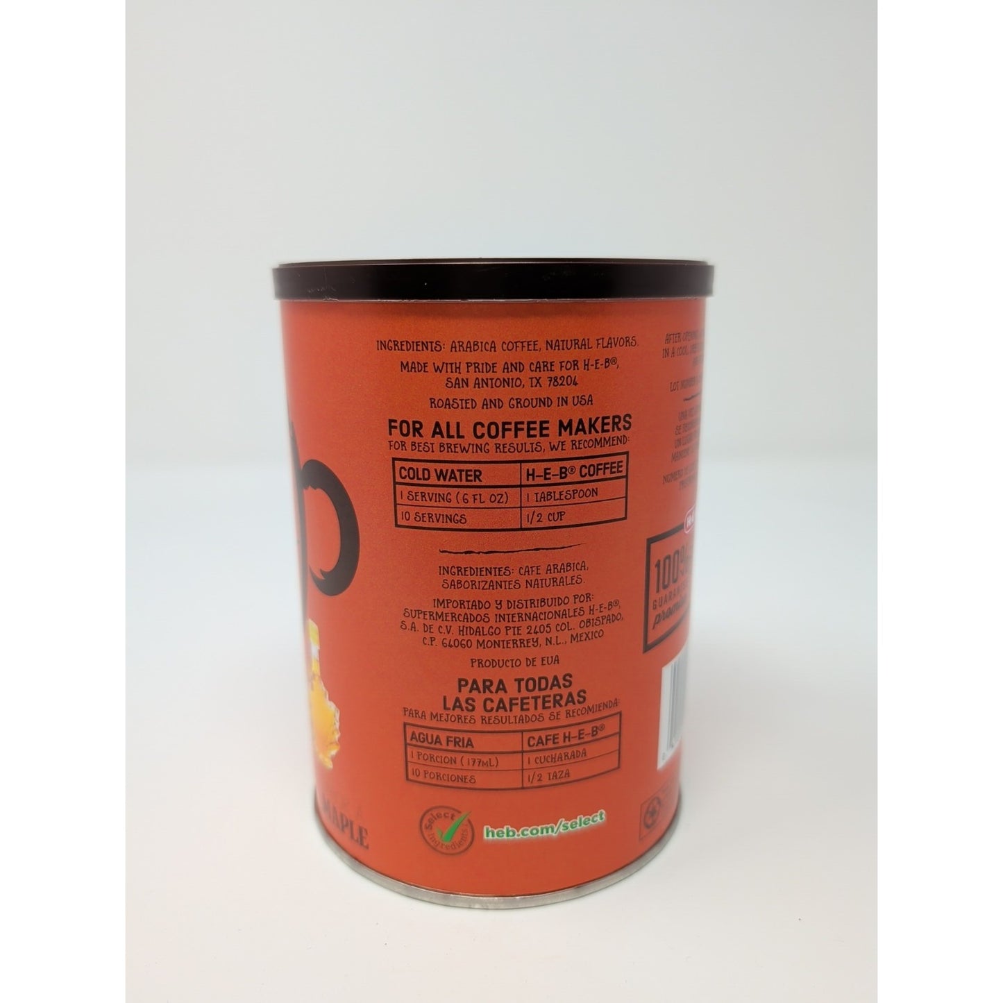HEB Maple Breakfast Coffee 11.5 Ounce Canister
