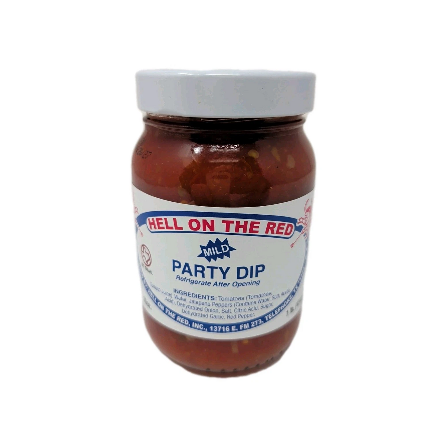 Hell On The Red Mild Party Dip Salsa 16 Oz Glass Jar