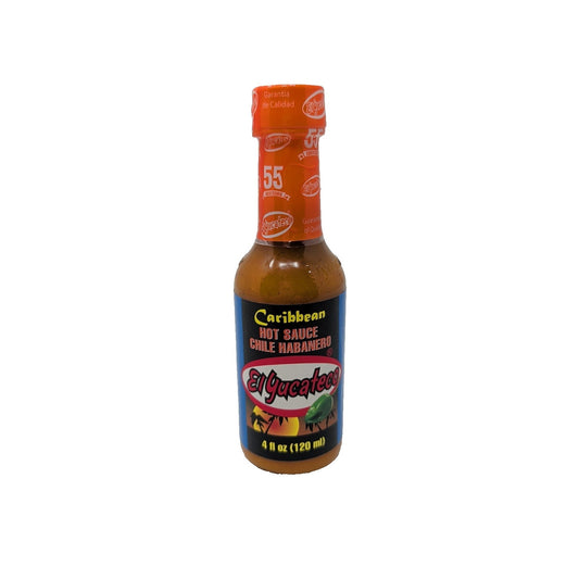 El Yucateco Caribbean Chile Habanero Hot Sauce 4 Ounce Glass Bottle