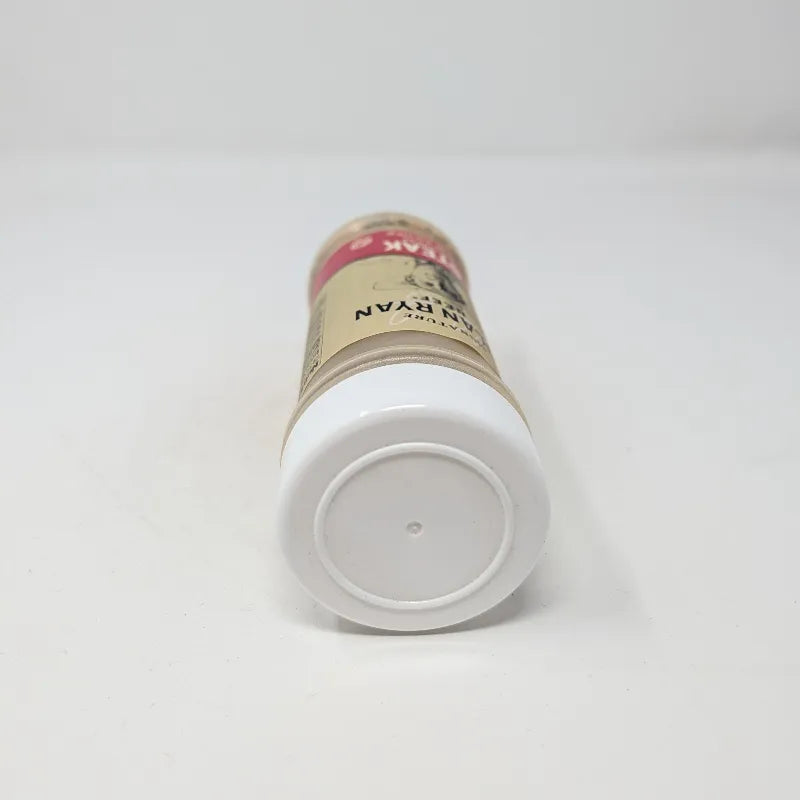 Top view of a 6 oz plastic bottle of Signature Nolan Ryan Beef Steak Seasoning with a white cap and a beige label featuring a Nolan Ryan portrait and 'STEAK' on a red band.