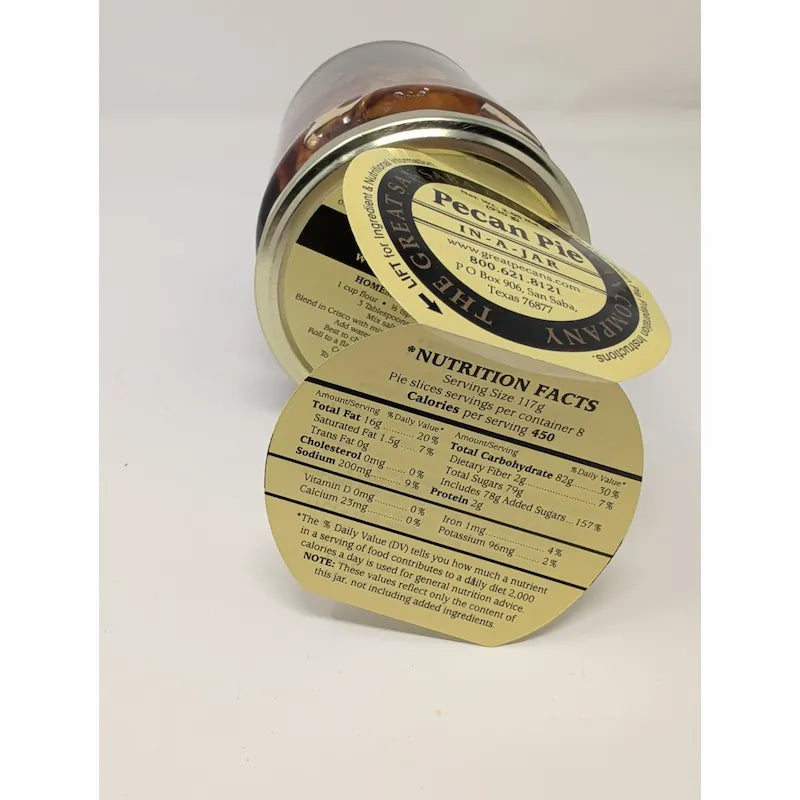 The Great San Saba River Pecan Company Pecan Pie In A Jar nutrition facts