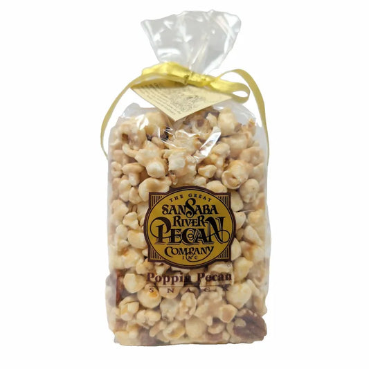 front view of bag of Poppin Pecan Snack on white background