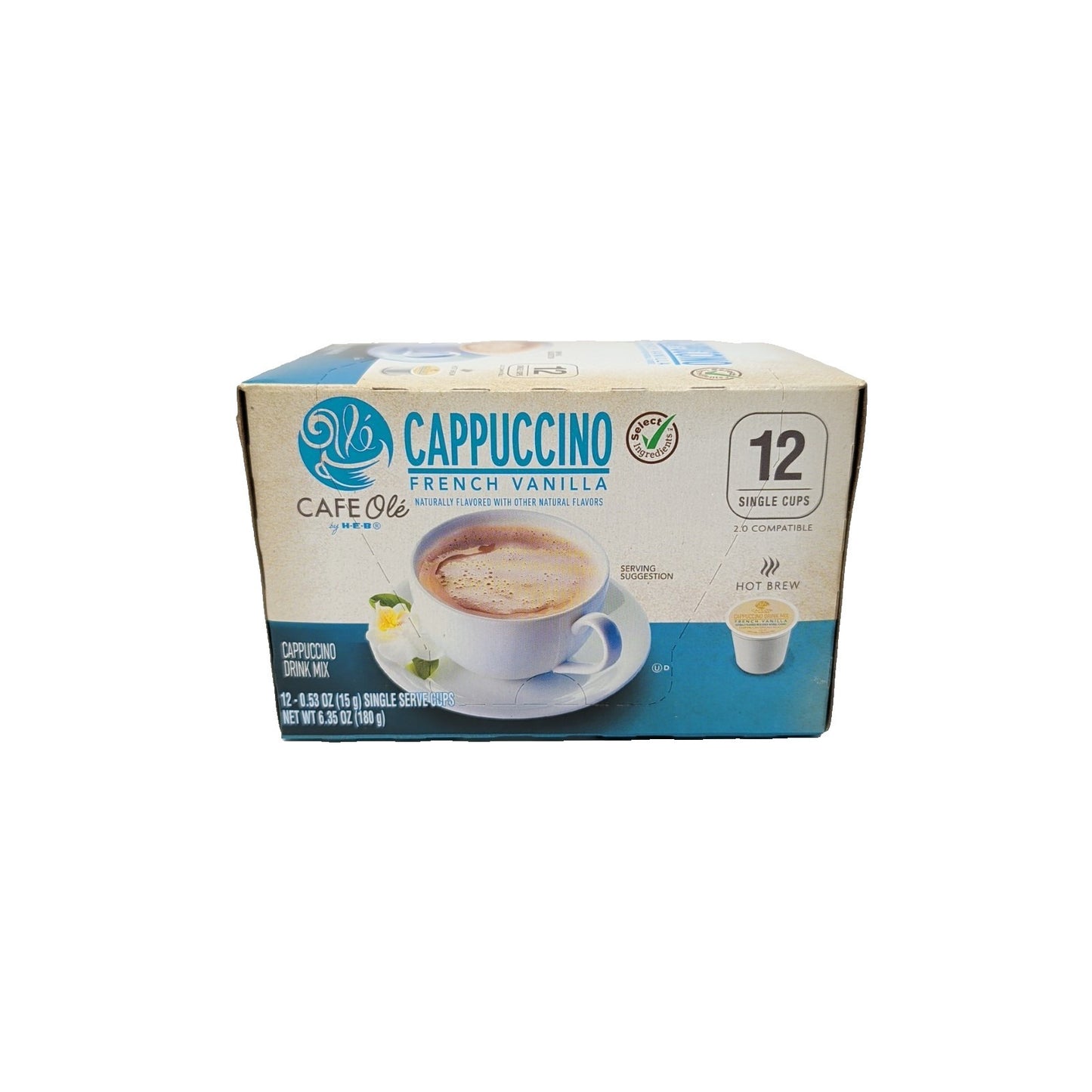Cafe Ole By HEB French Vanilla Coffee Cappuccino Drink Mix K-Cups 12 Count