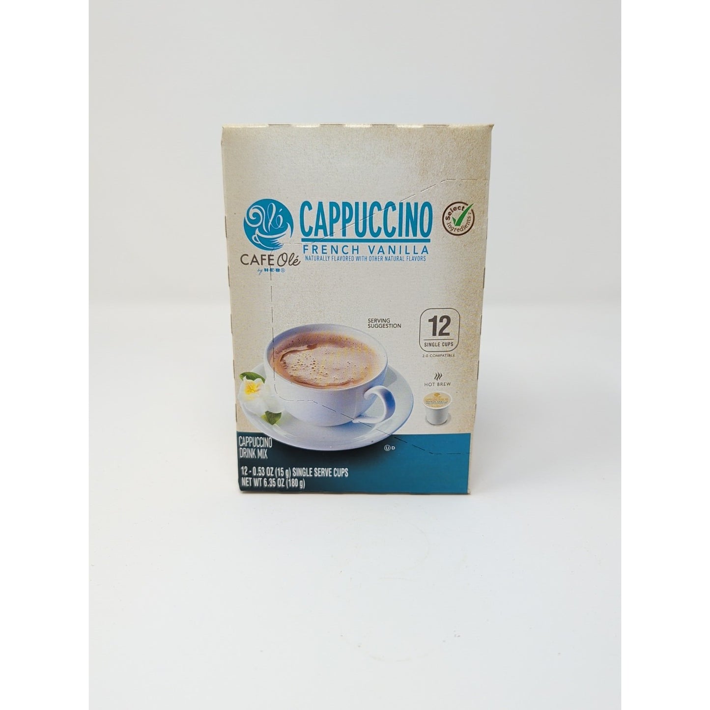 Cafe Ole By HEB French Vanilla Coffee Cappuccino Drink Mix K-Cups 12 Count