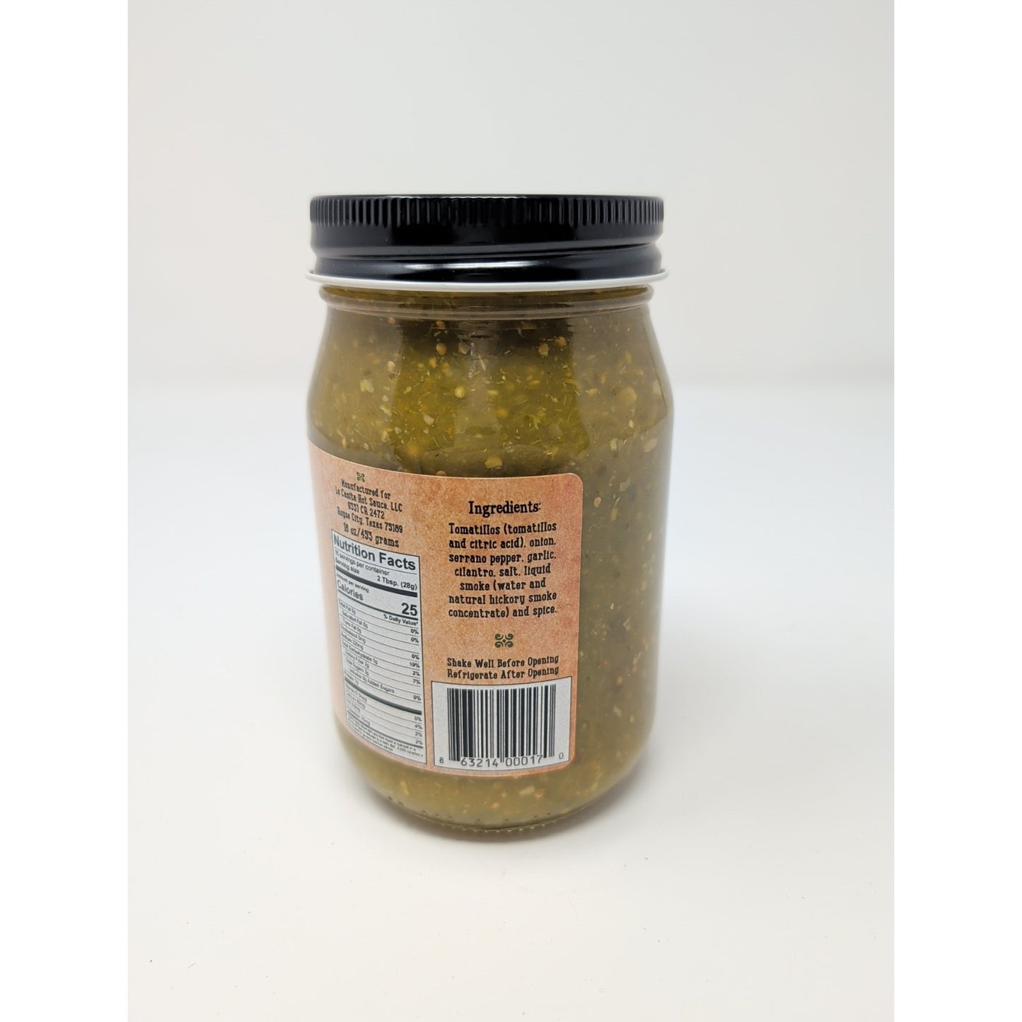 La Casita Smoky Vaquera Tomatillo Salsa Hot Sauce 16 Ounce Glass Jar