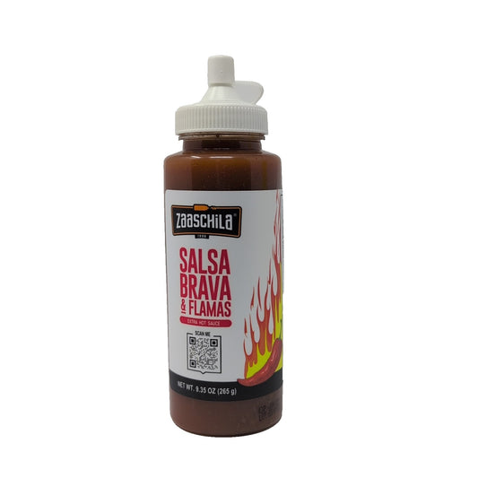 Zaaschila Salsa Brava & Flamas Extra Hot Sauce 9.35 Ounce Plastic Squeeze Bottle