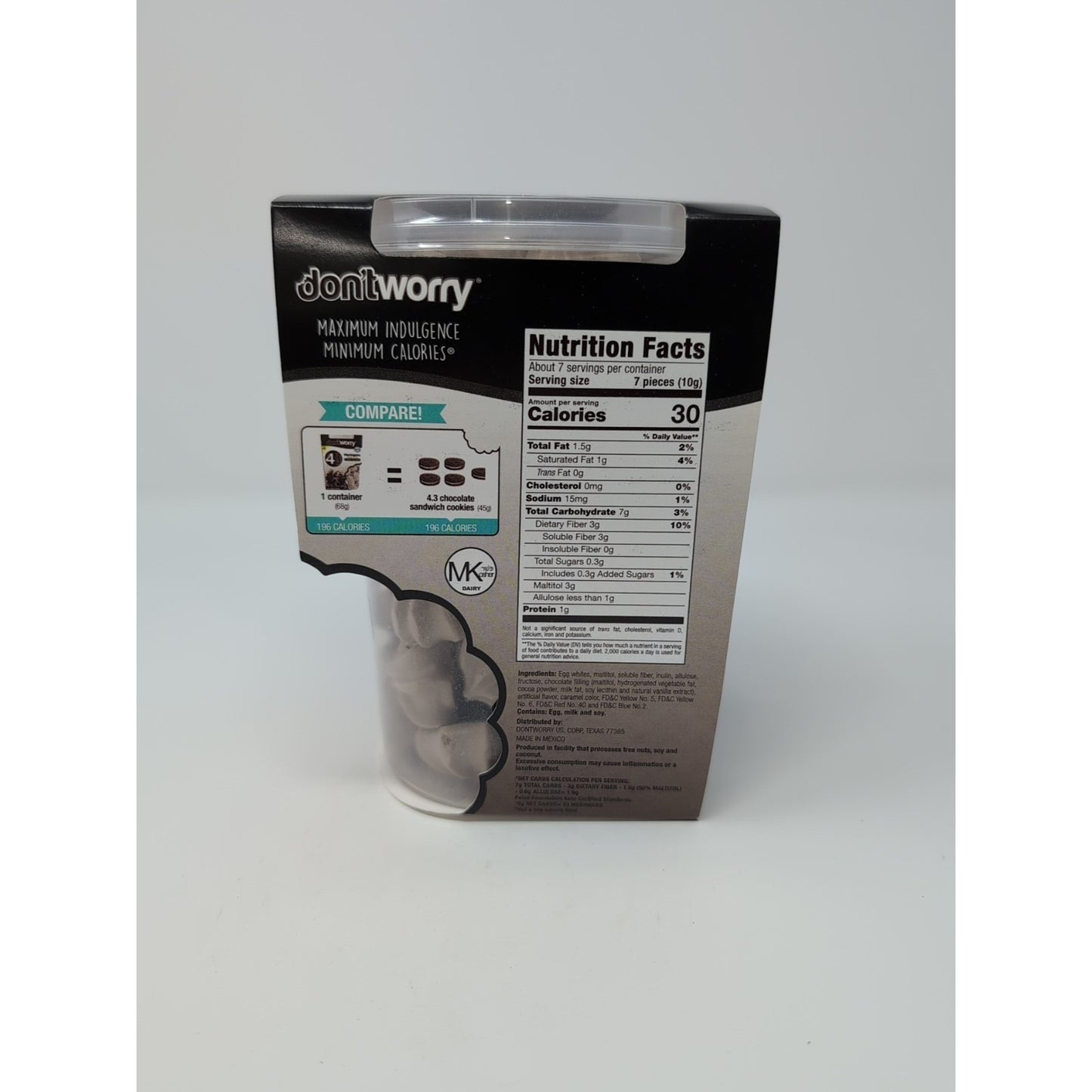 don'tworry Meringues Double Chocolate Flavored 2.4 Ounce Plastic Container