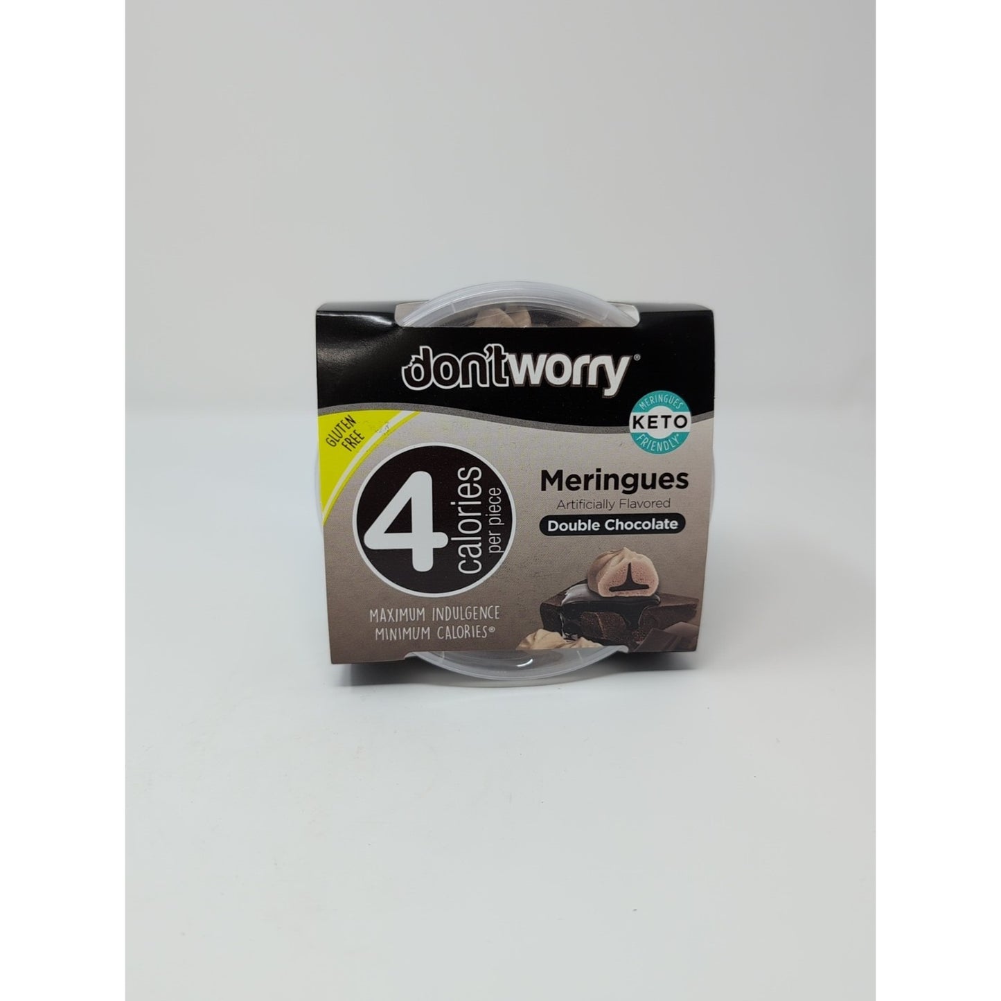 don'tworry Meringues Double Chocolate Flavored 2.4 Ounce Plastic Container