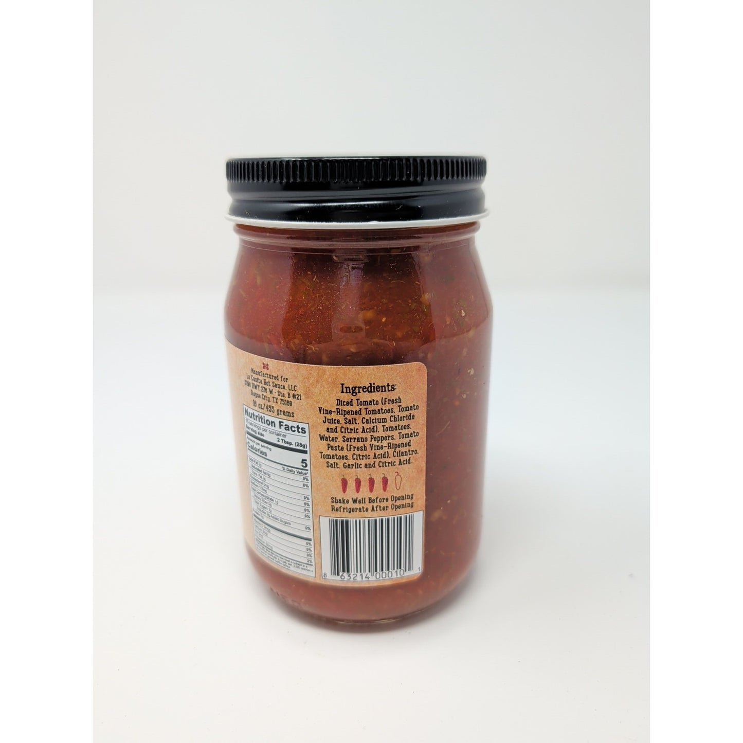 La Casita Medium Original Recipe Salsa Hot Sauce 16 Ounce Glass Jar