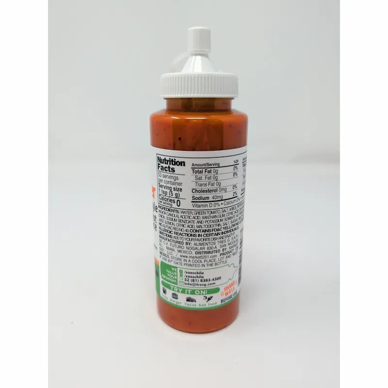 Zaaschila Arbol Pepper nutrition facts panel on white background