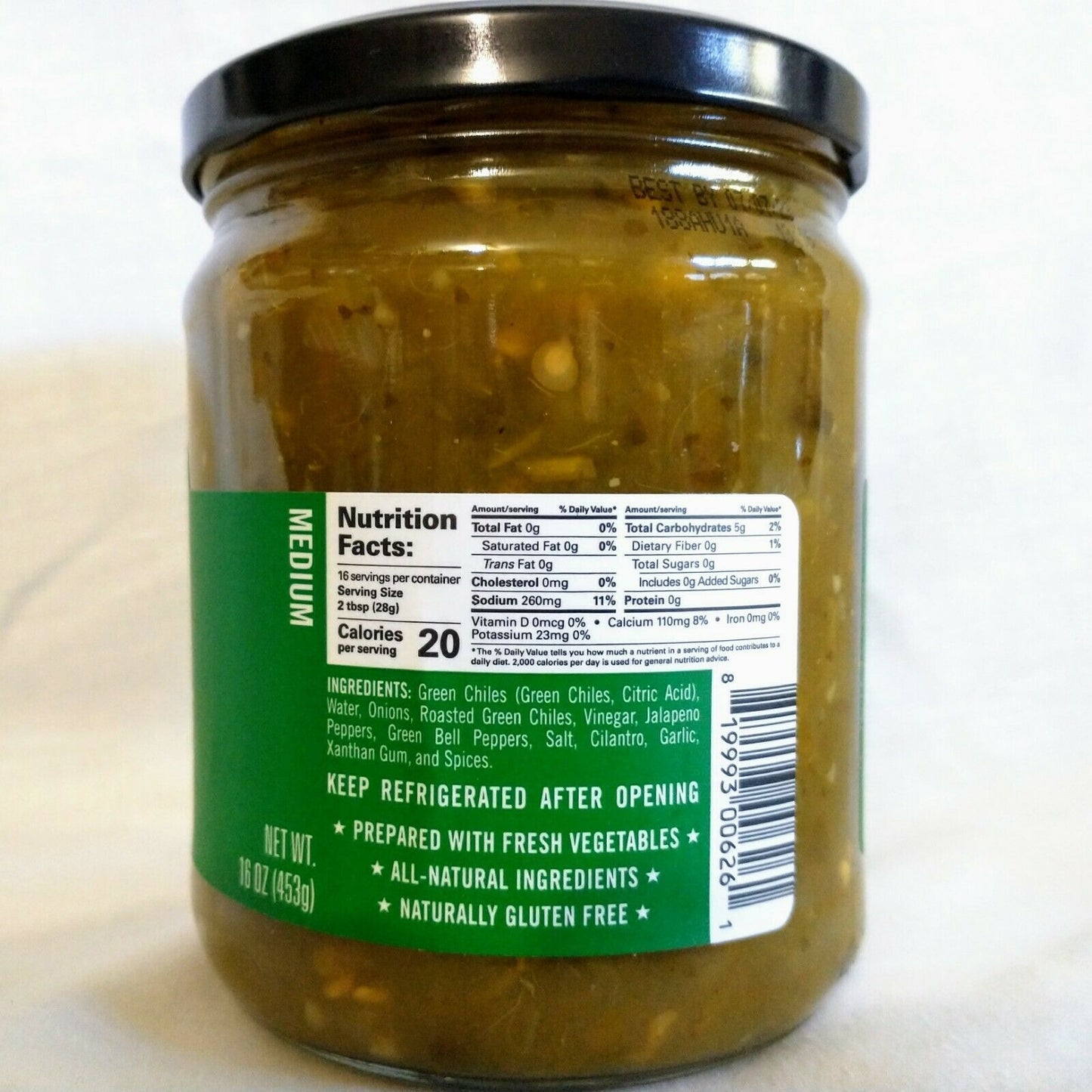 Austin Chile Co. Hatch Chile Salsa Verde Medium 16 Oz. Glass Jar