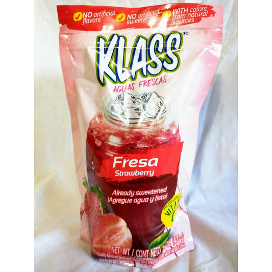 Klass Aguas Frescas Strawberry (Fresa) Drink Mix 14.1 Oz Package