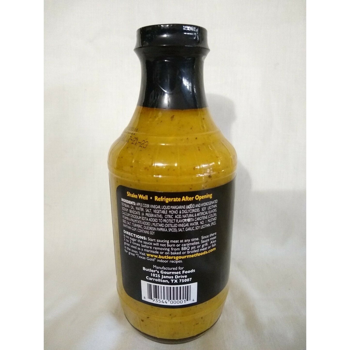 Butler's Texas Gold Gourmet BBQ Sauce 18 Oz Glass Bottle