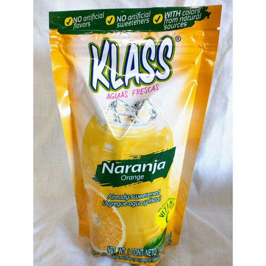 Klass Aguas Frescas Orange (Naranja) Drink Mix 14.1 Oz Package